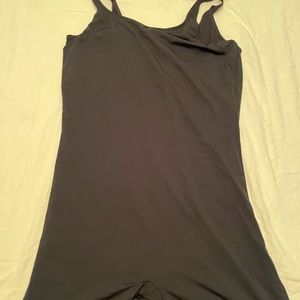 Black one piece swimsuit with shorts